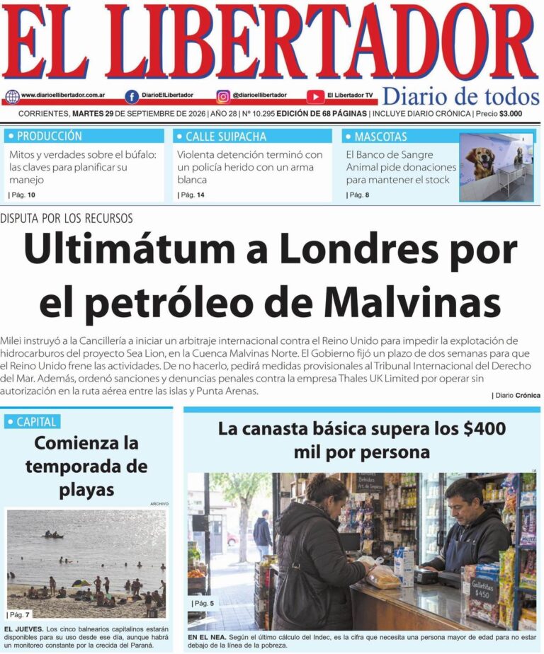 Portadas de los diarios de Corrientes del 29 de septiembre de 2026