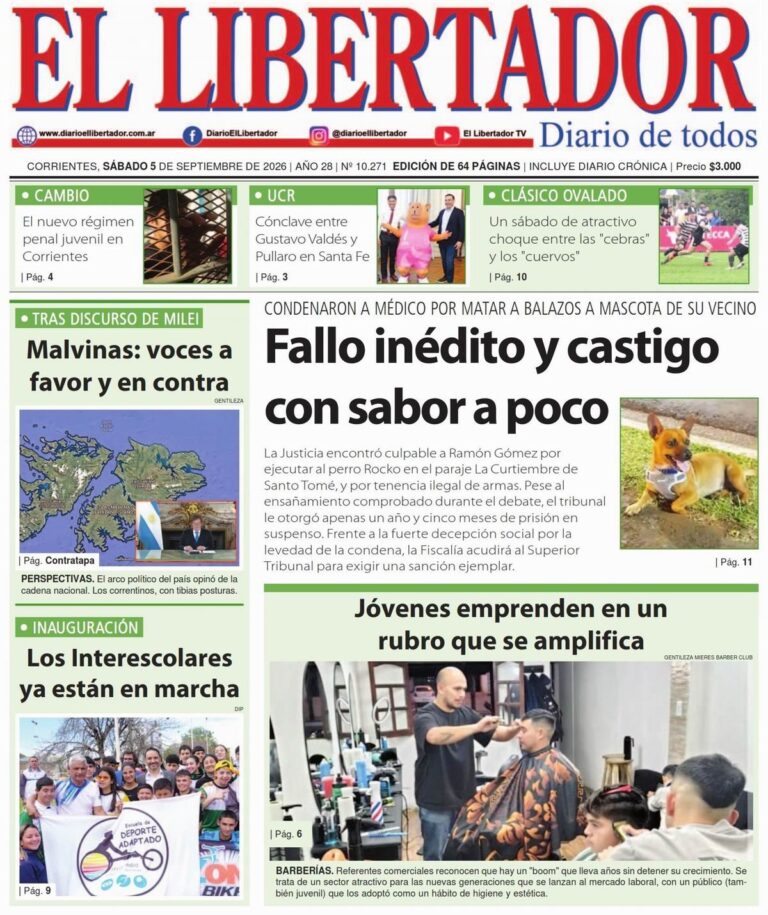 Tapa y contratapa del diario del 5 de septiembre de 2026