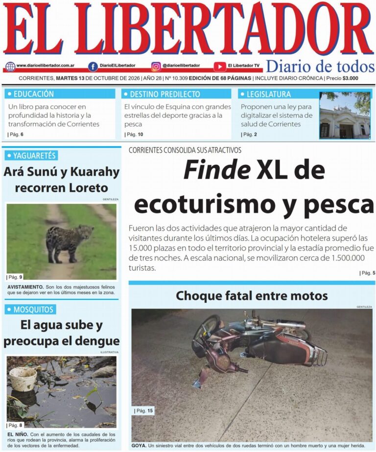 Portada del diario digital con noticias del 13 de octubre de 2026