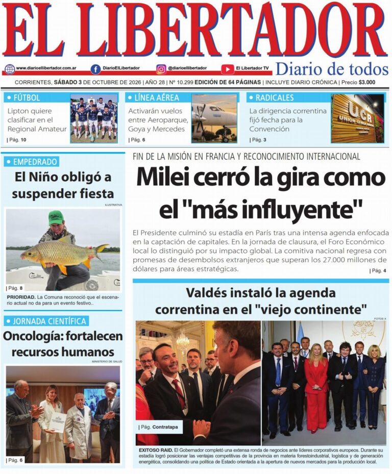 Portada del diario digital con noticias del 3 de octubre de 2026