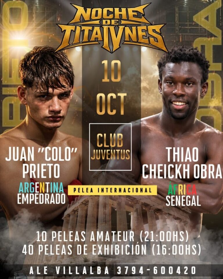 Boxeadores sobre el ring durante la Noche de Titanes IV en el Club Juventus